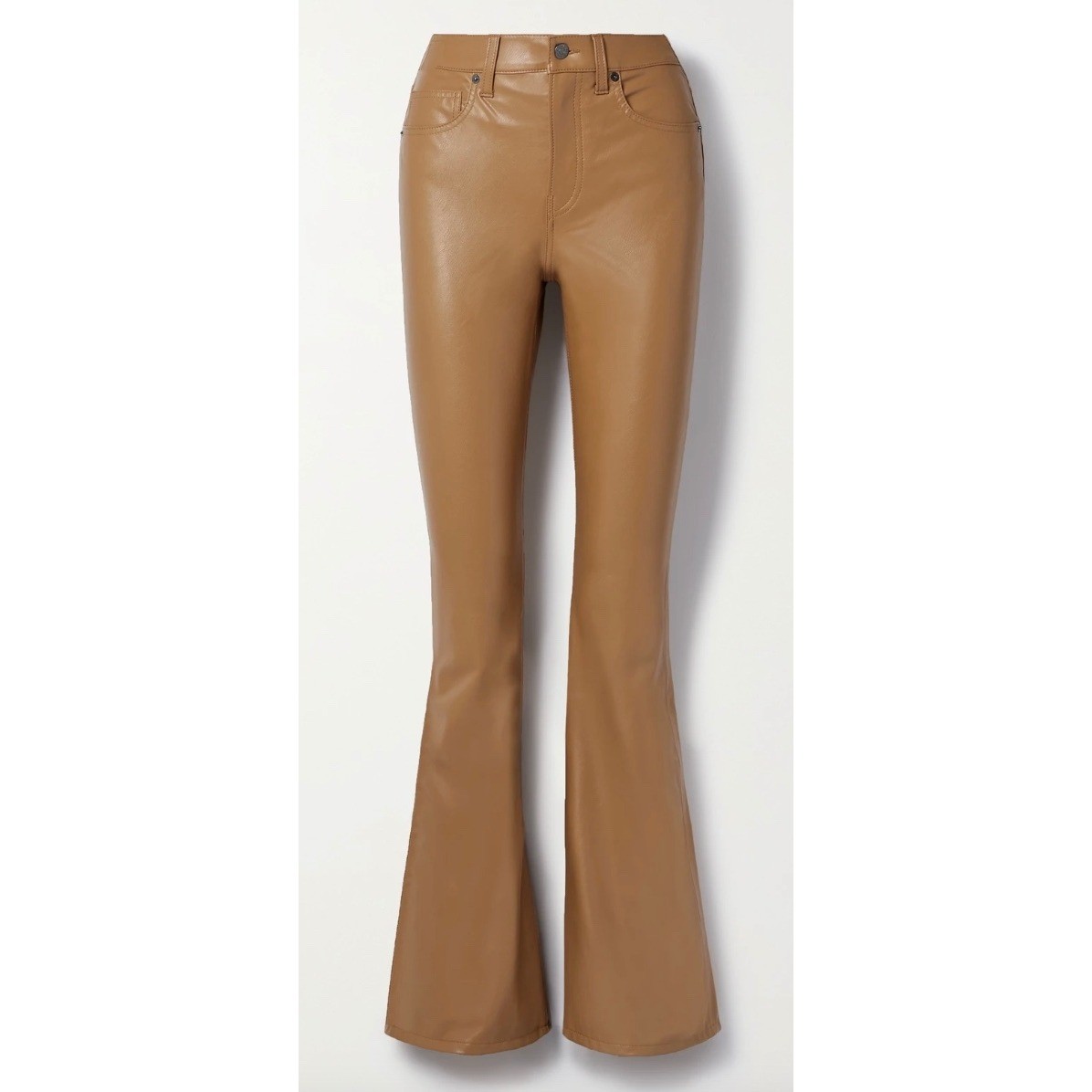 Veronica Beard Beverly Faux Leather Flare Pants Camel High Rise Size 26