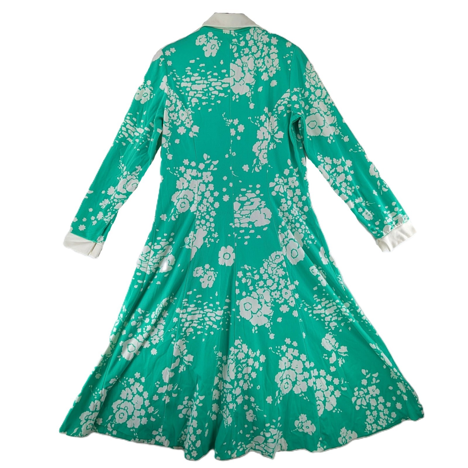 VTG 60s 70s Sears Fashions Dress Womens Sz L Floral Mint Green Buttons Secretary