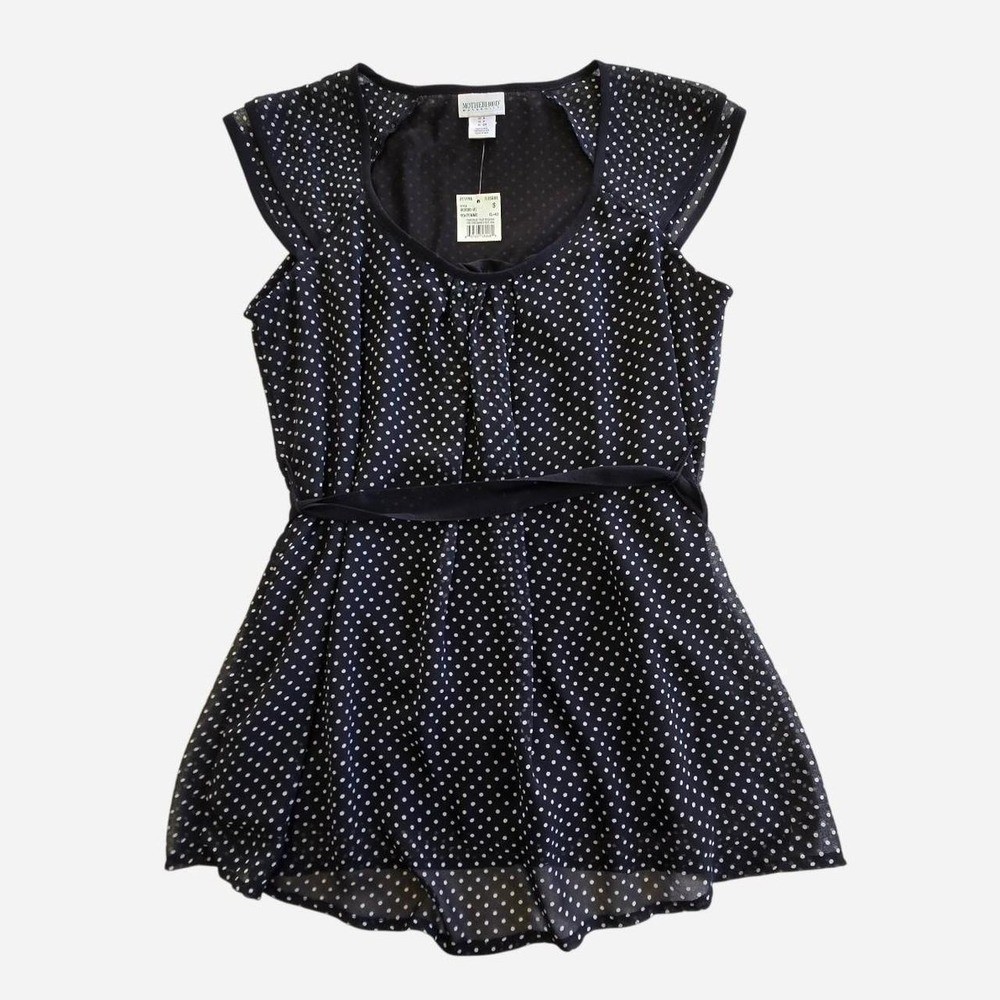 Rockabilly Polka dot tie waist blouse / NWT / Motherhood SM / Retro Maternity
