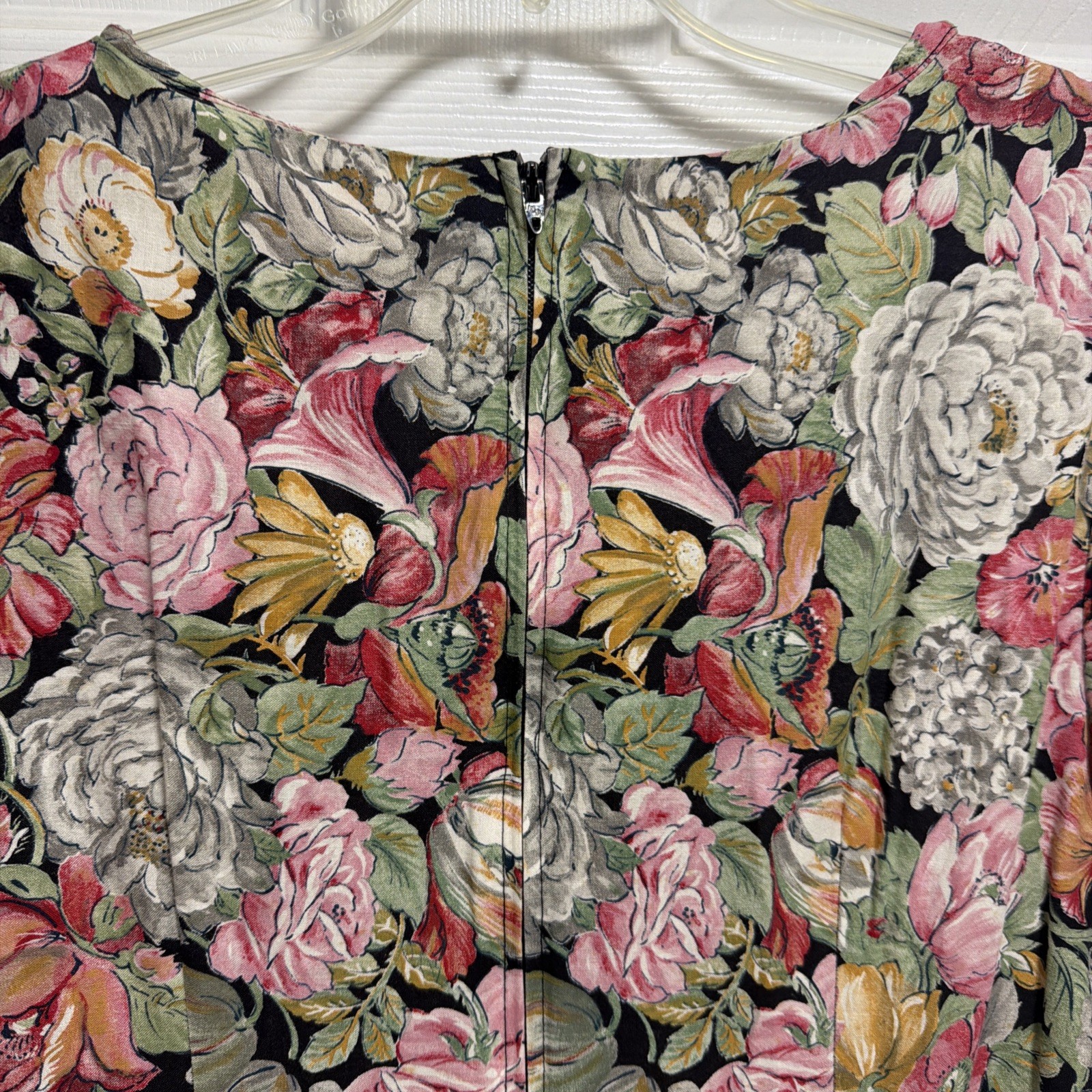 Vintage Cottage Core Dress Pink Floral 1980’s Button Ruffle Size 14 SL Fashions
