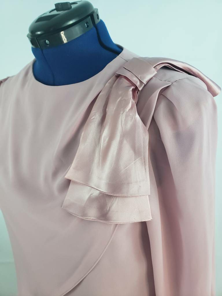 Mister Jay Womens Chiffon Maxi Shift Dress Scoop Button Layered Vtg size 14 U15