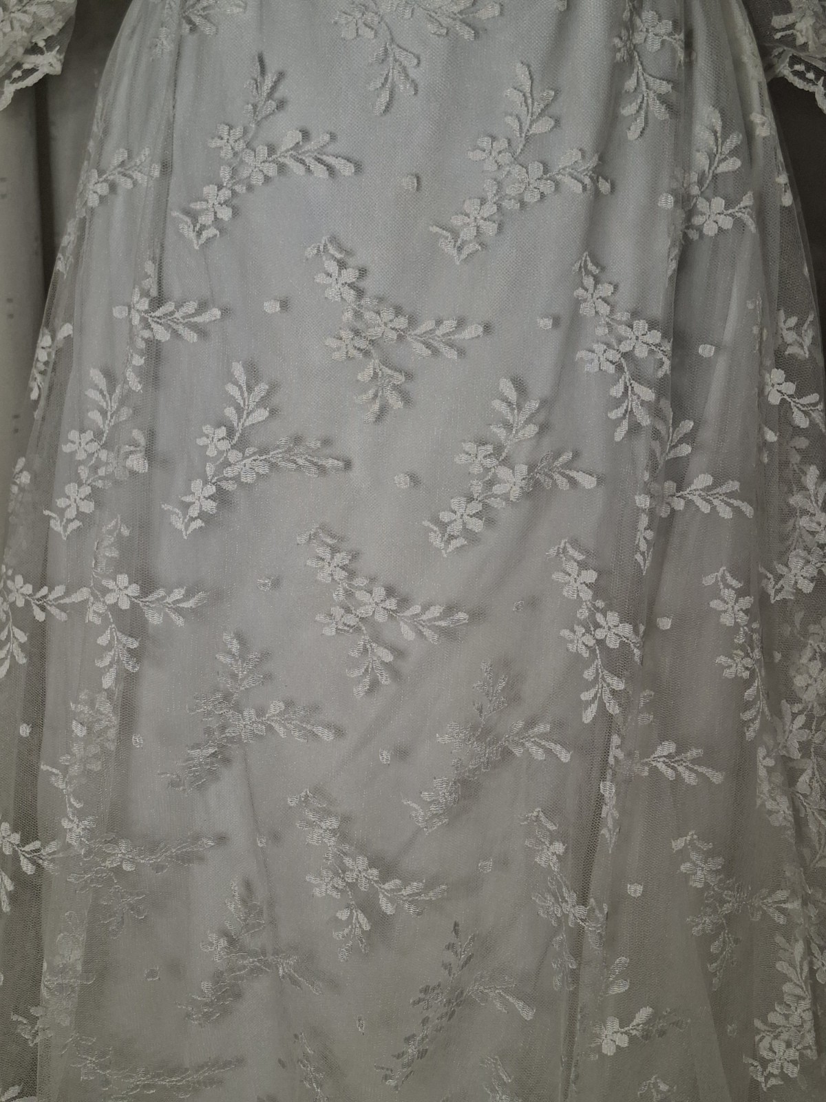 Vintage 80s PRONUPTIA Paris Lace Wedding Dress Puff Sleeve Bridal Gown XS/S