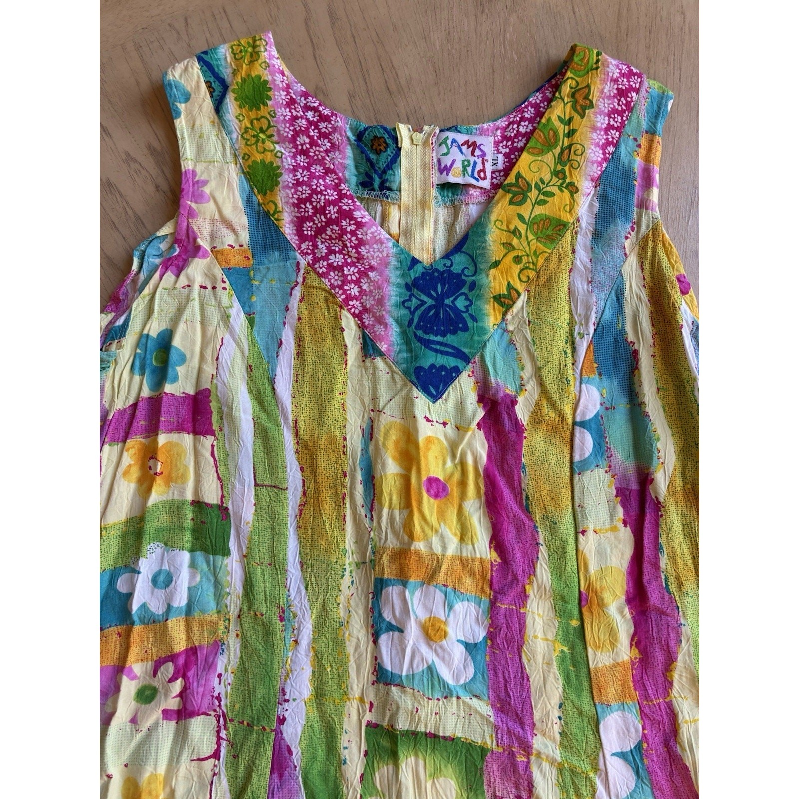 VTG Jams World Floral Dress XL Tropical Shift Relaxed Boho Casual Beach Resort