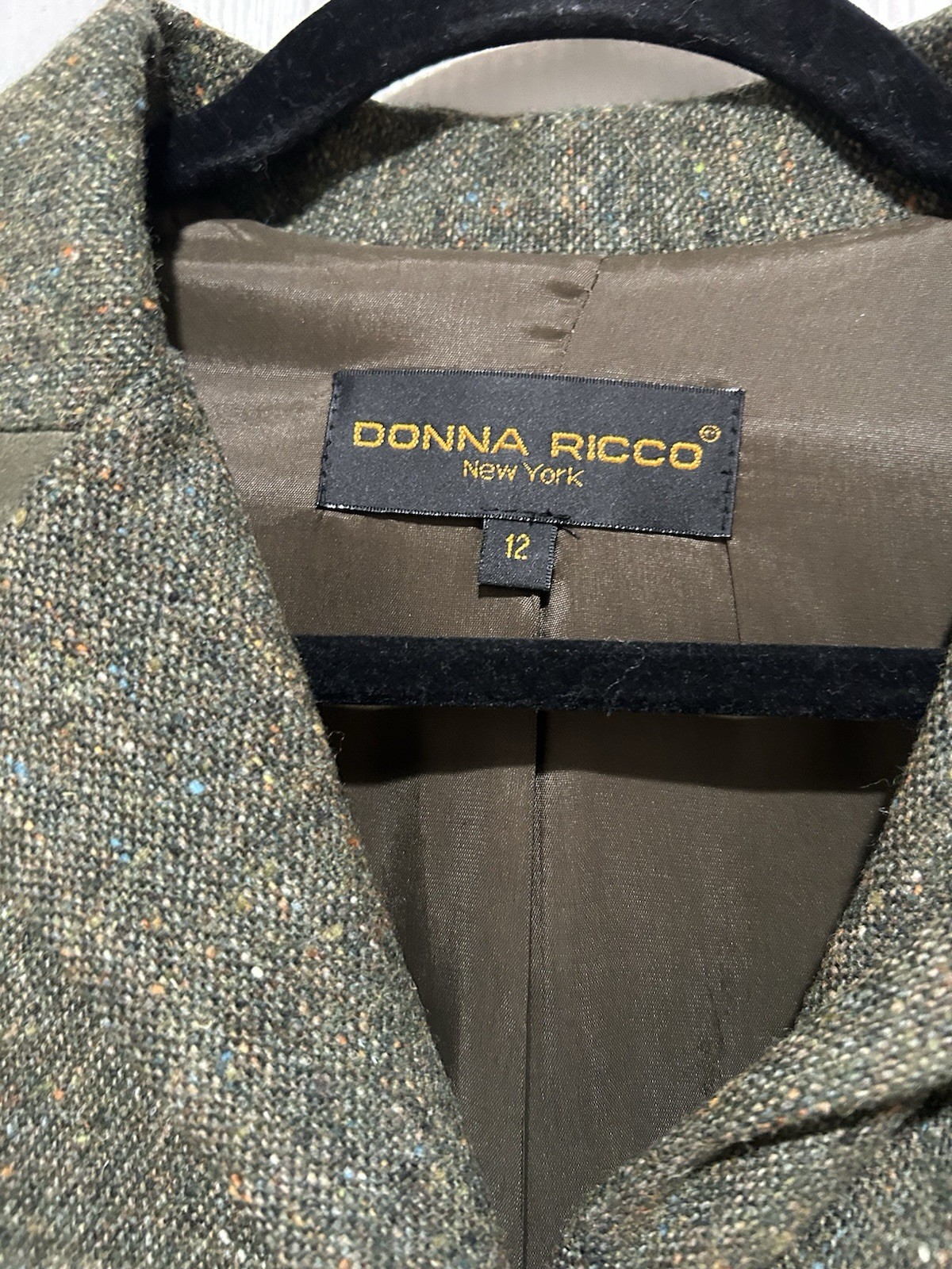 Vintage Donna Ricco Women’s 100% Olive Green Jacket Size 12 Blazer