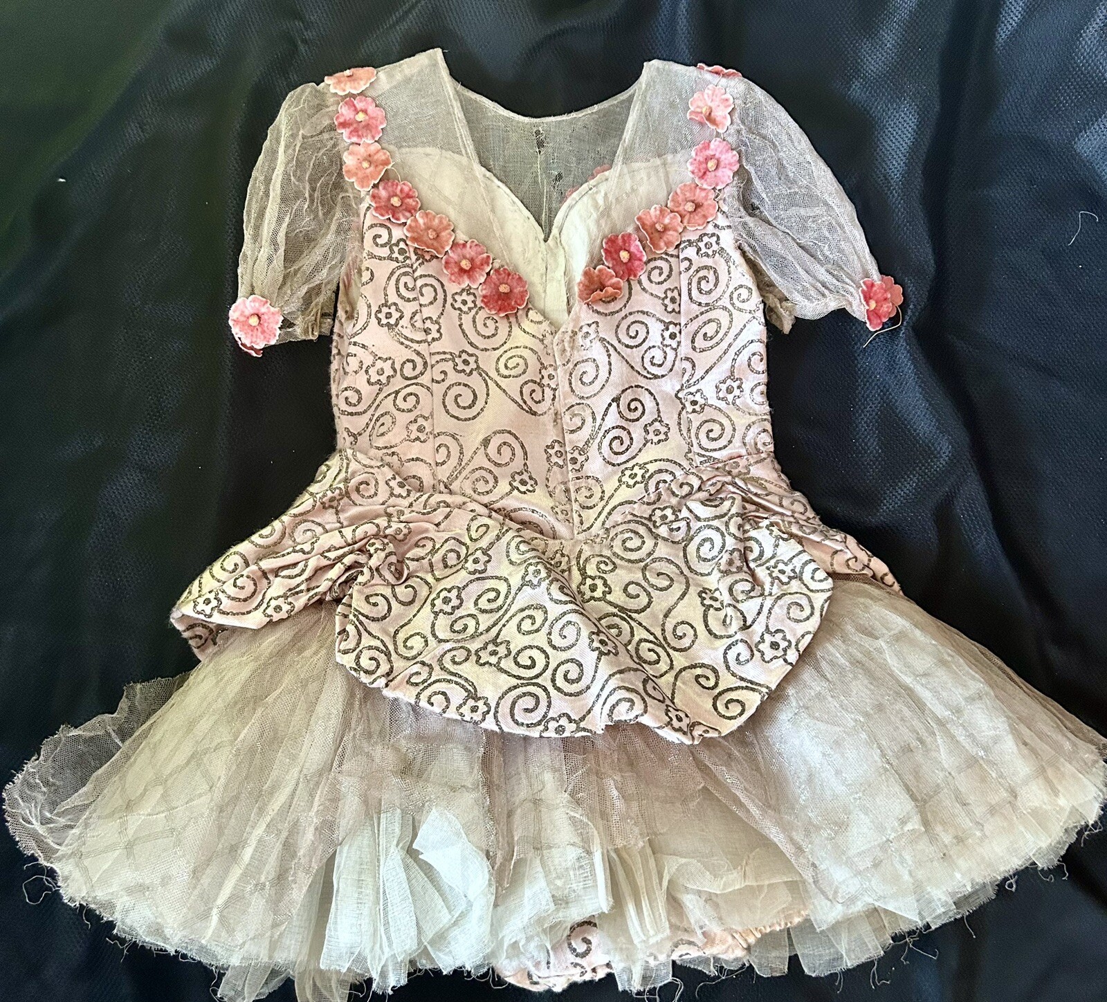 Antique 1930s Ballerina Dance Costume – Pink Floral Tulle