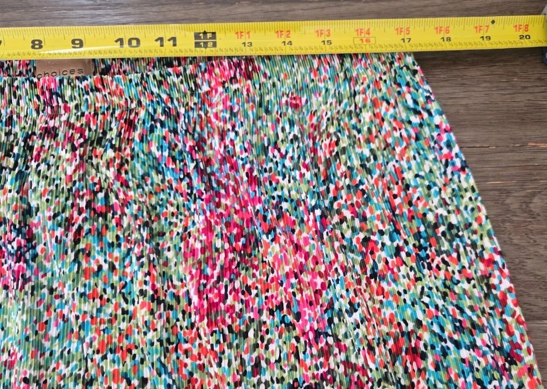 Vintage Y2K Choices Woman 2X Crinkle Pleated Multi Color Abstract Boho MaxiSkirt