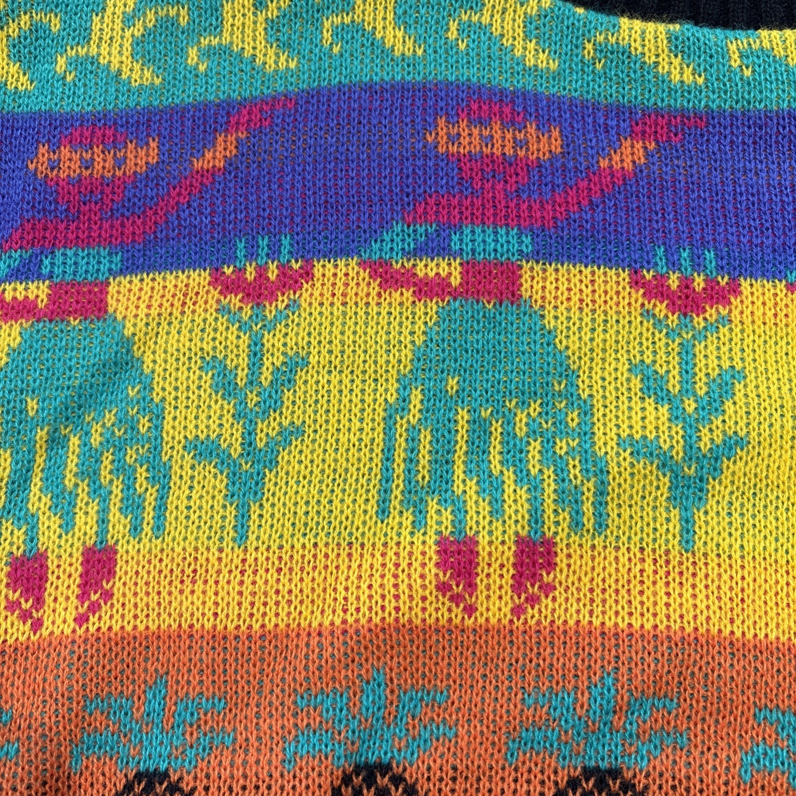 Deadstock Vintage Jet Set Sweaters Neon Knit Pullover Women’s M 80s 90s USA