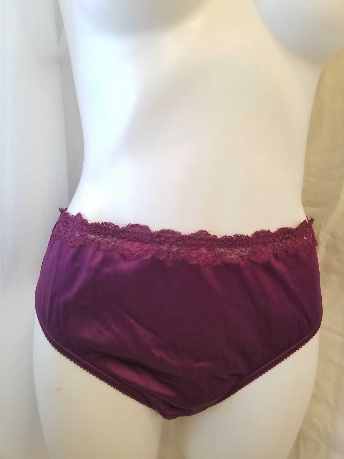 Vintage Plum Purple Second Skin Satin Brief Panty Panties L