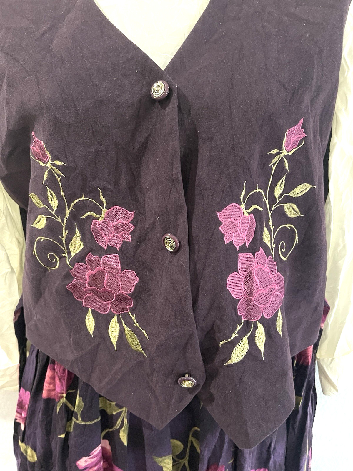 Vintage 90’s floral cottagecore grannycore teachercore 3 piece dress 6P Purple