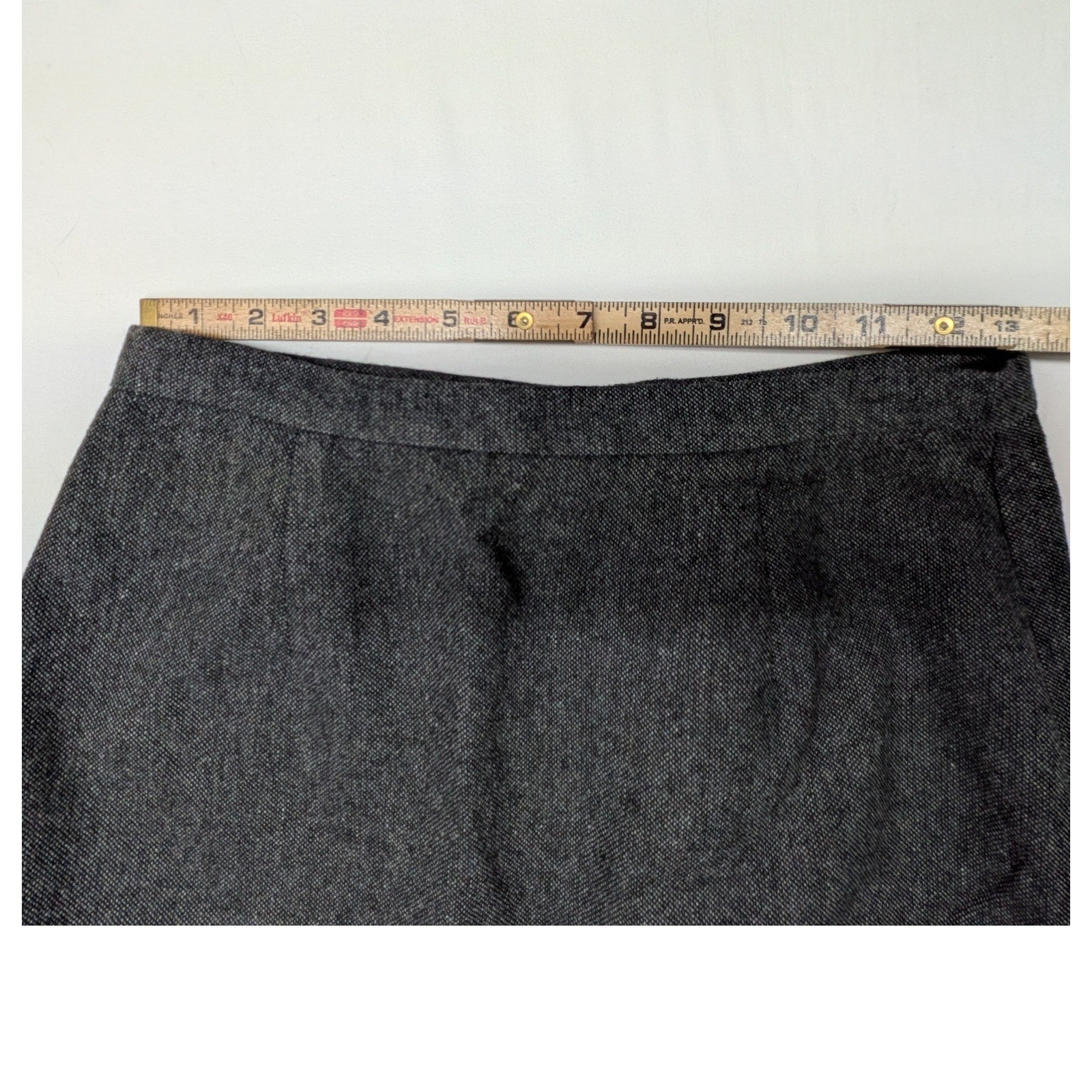 Sag Harbor Petite Vintage Wool Blend Maxi Skirt Gray Red Fringed Tweed 4P