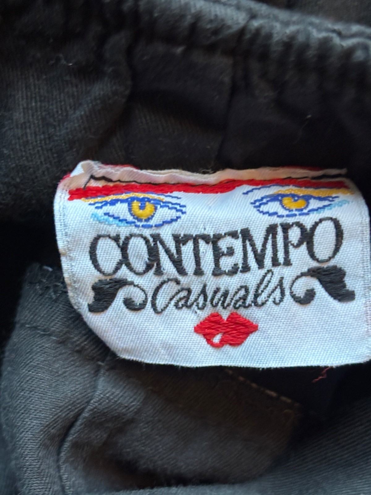 VTG 90’S CONTEMPO CASUALS BLACK COTTON COCKTAIL PEPLUM STRAPLESS DRESS*S/M