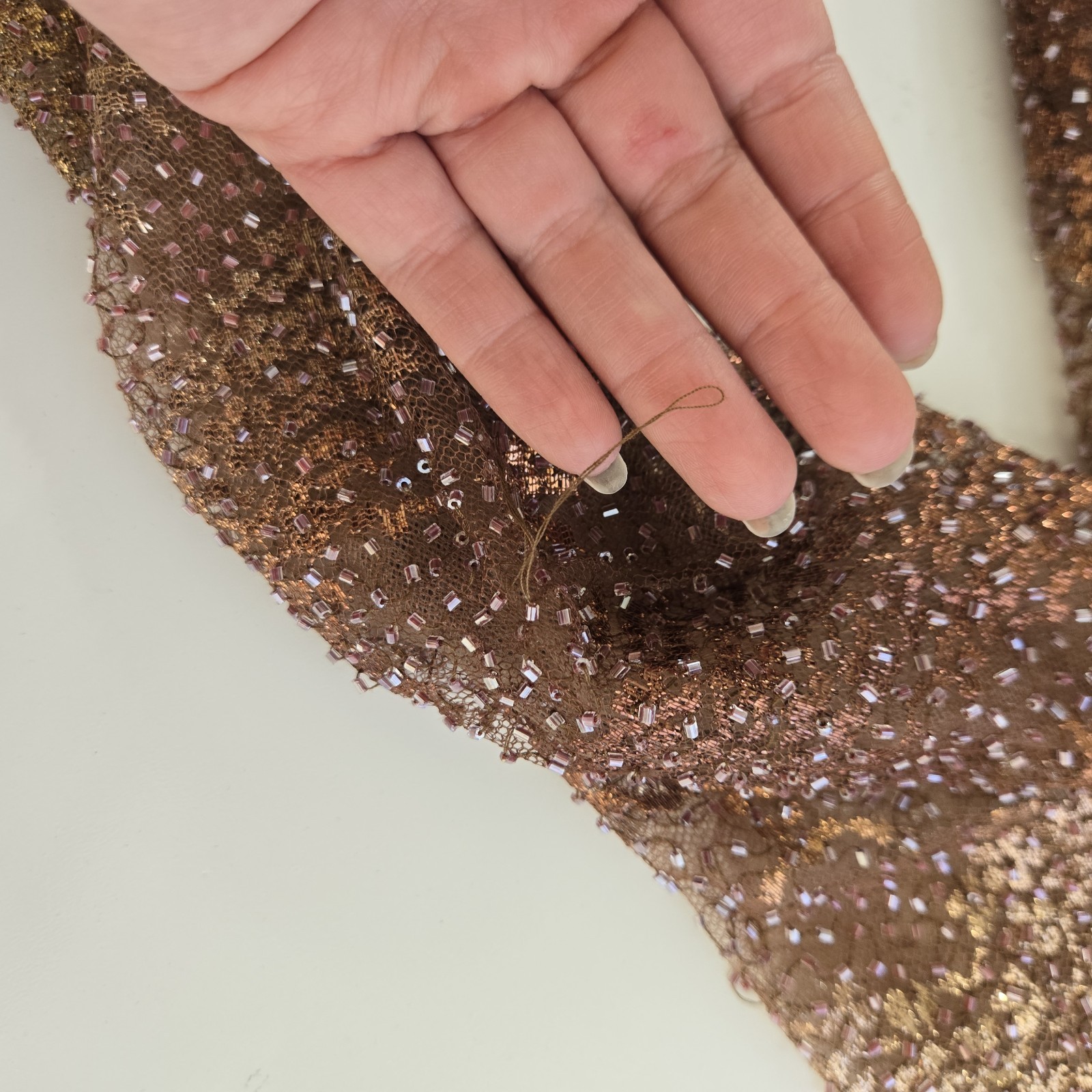 Vtg Beaded Sequin Crop Cardigan Sheer Bolero Shrug Ruffle Evening Jacket 10