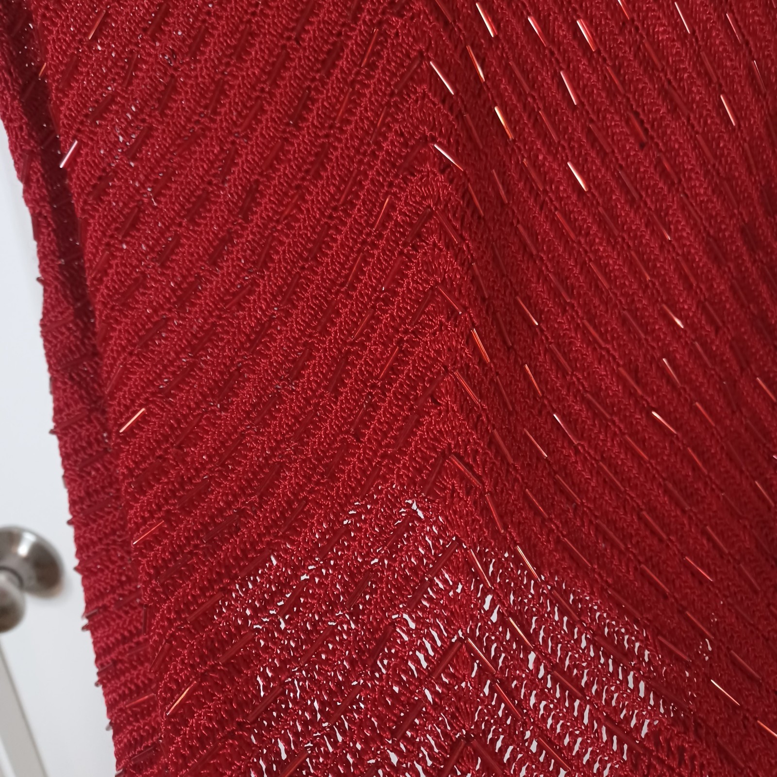 Vera Cristina Red Beaded Knit Tank Top L Large Dress Blouse