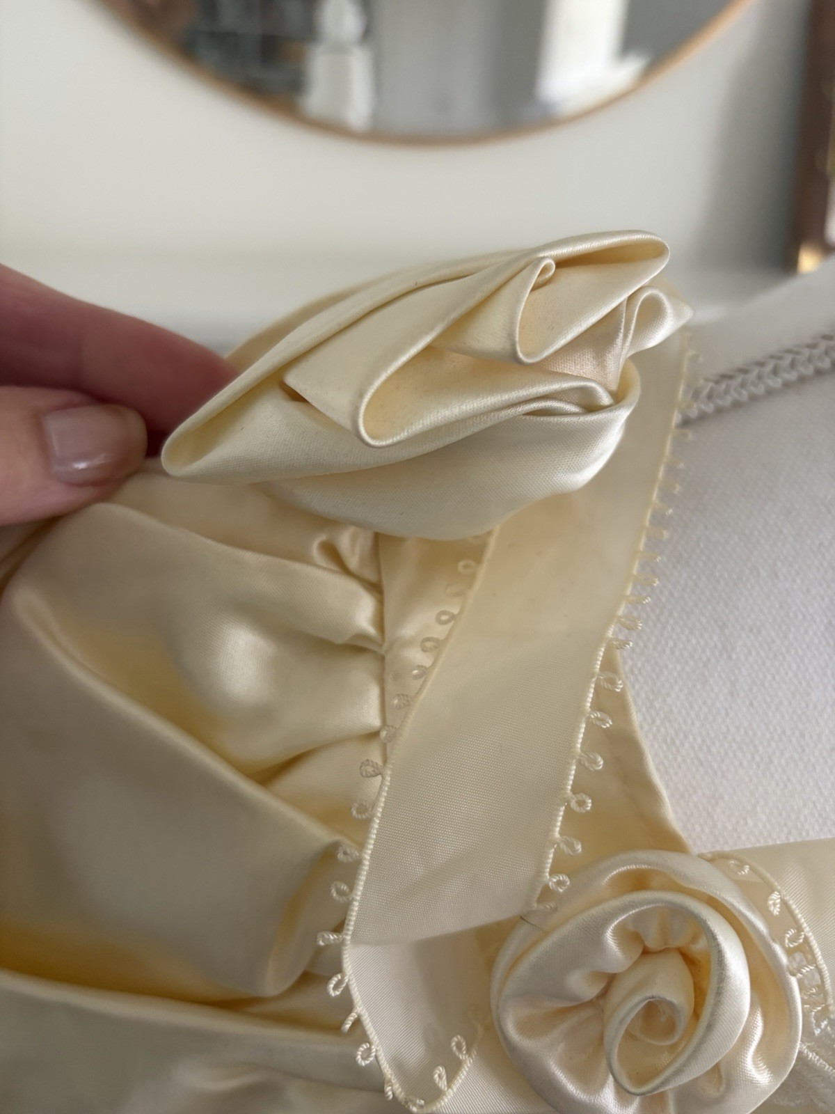 Vintage Susan Lanes Country Elegance Satin Prairie Wedding Dress Sz 10 Cream NWT