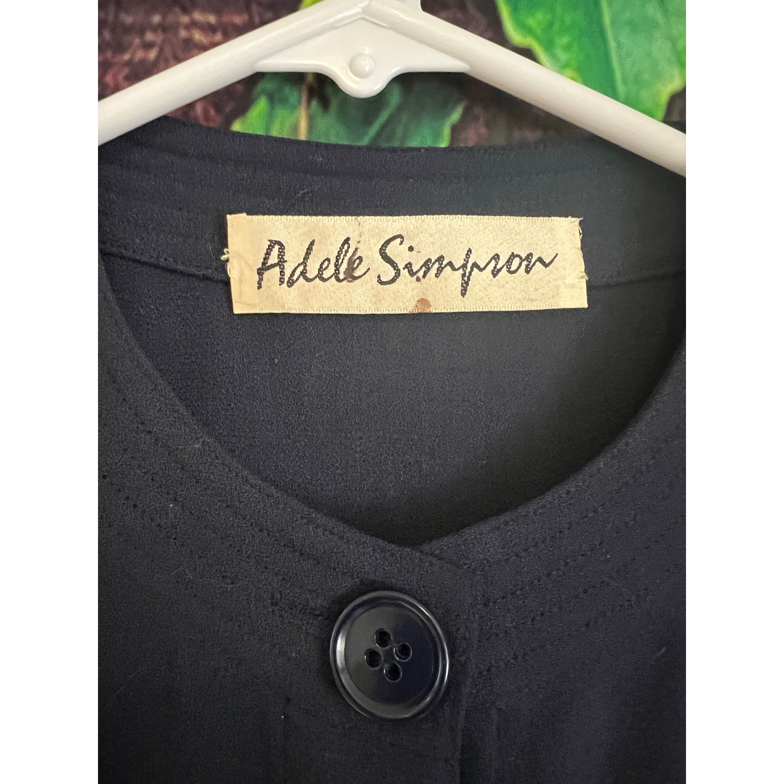 Vintage *NWT* Adele Simpson 100% Wool Navy Blue Button Detail Midi Dress Size 6