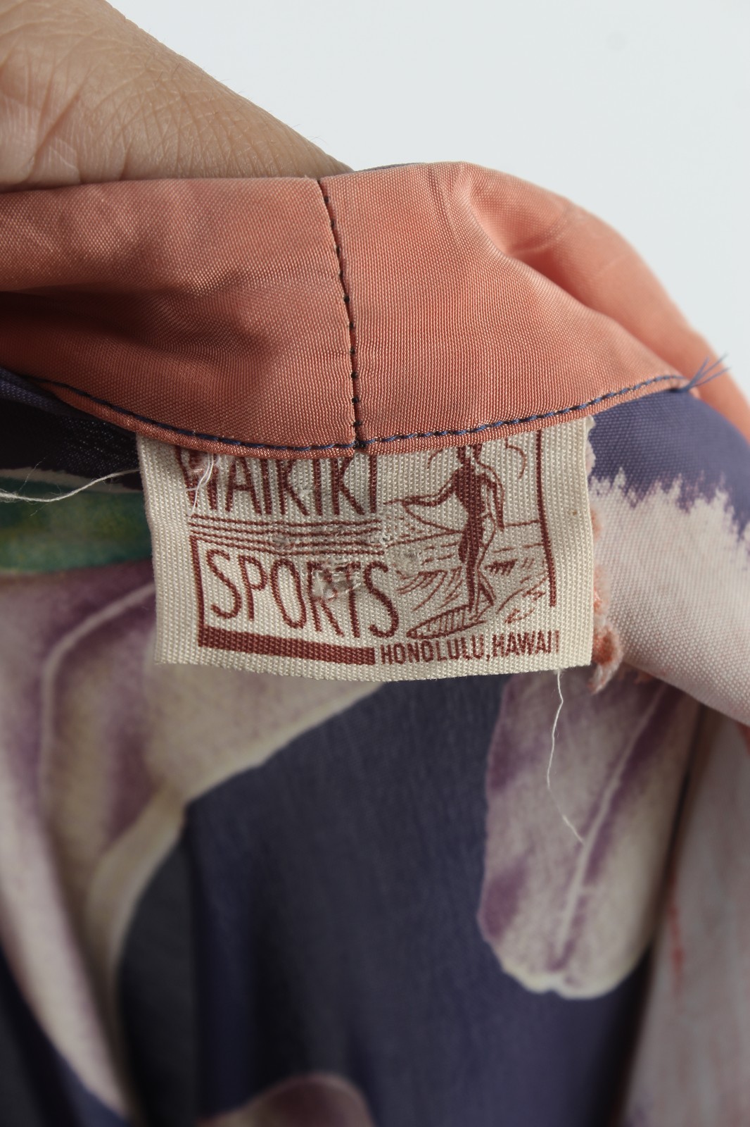 Vtg 40s Waikiki Sports Dress Honolulu Hawaii Rayon Kimono 50s MCM Tiki Pake Muu