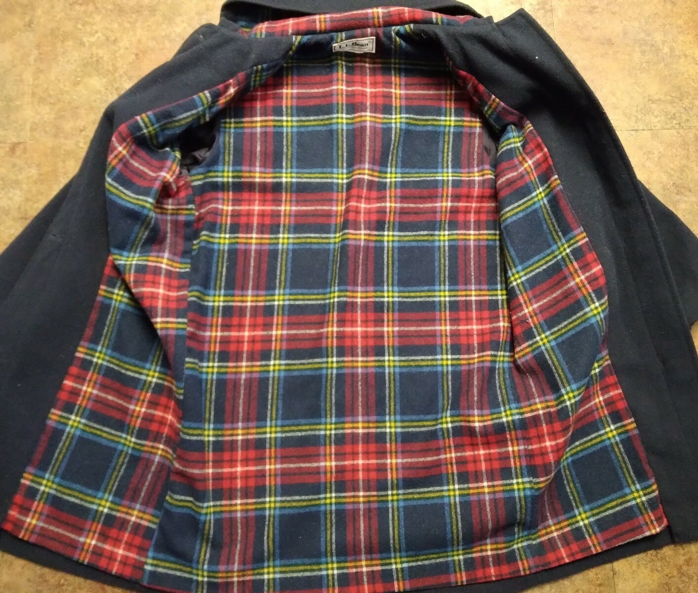 VTG L.L. Bean Women’s Sz S Wool Plaid Lined Toggle Duffle Trench Coat w Hood
