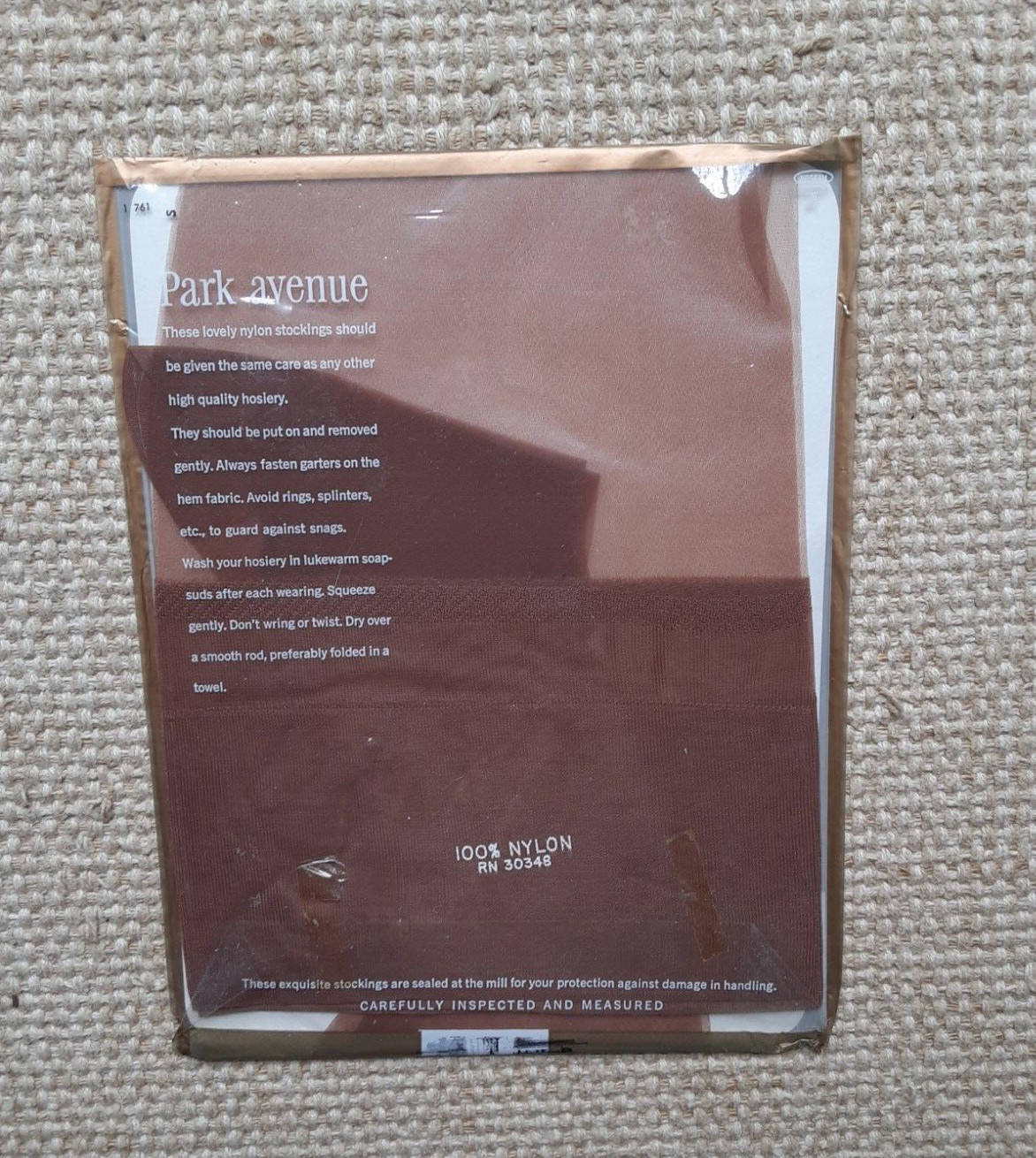 Vintage Park Avenue Nylon Mesh Stockings Medium Beige Size 8.5 New in Package