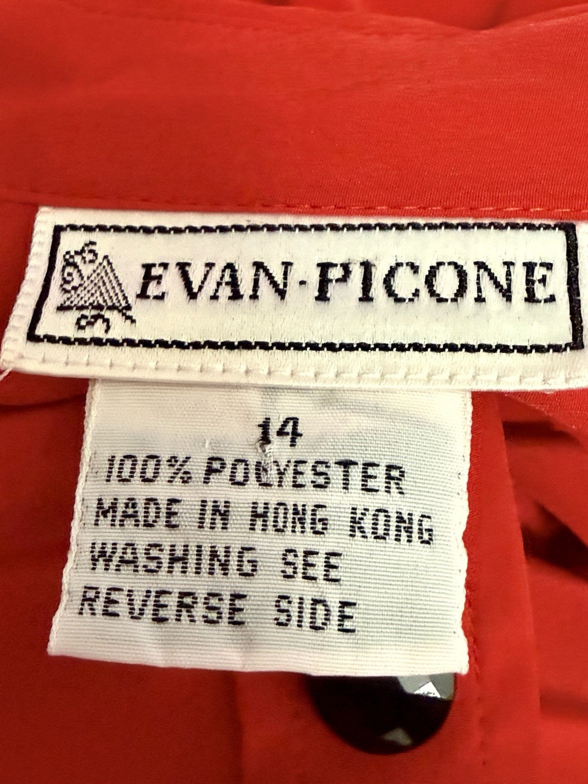 VTG Evan Picone Hong Kong Satin Cherry Red Blouse 14 Office Siren Quiet Luxury