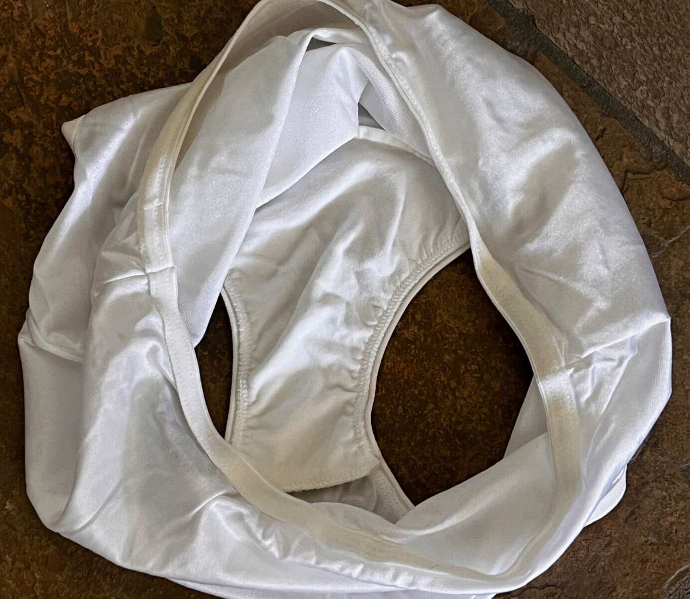 624 COTILLION Medium WHITE Shiny SATIN 100% Nylon Brief Panties NWOT #909