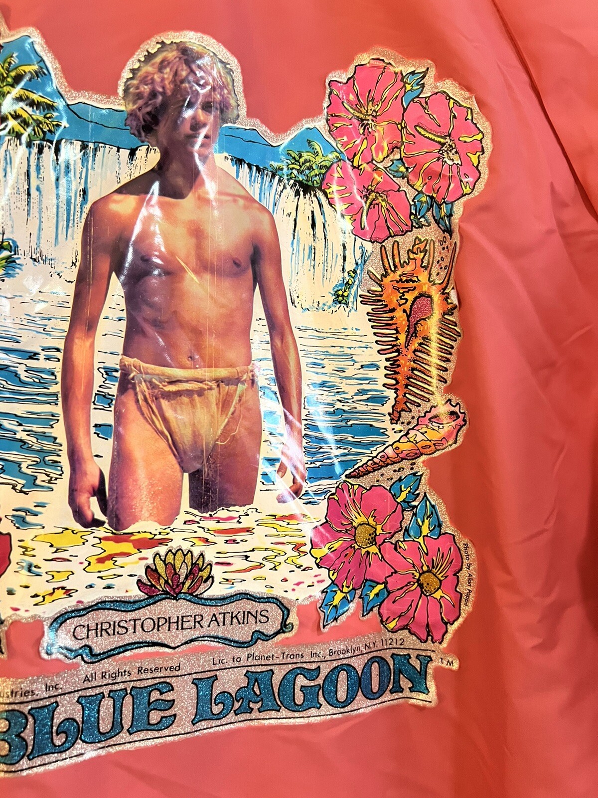 Vintage 80s Blue Lagoon Movie Pink Coach Windbreaker Jacket Sz M