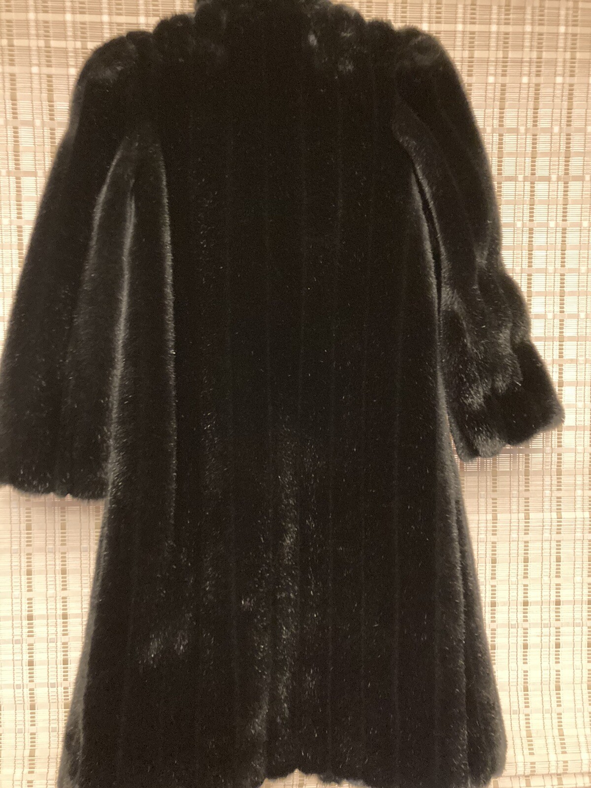 Vintage Intrigue Luxury Fabric by Glenoit Faux Mink Coat Rich Black Mint Size 12