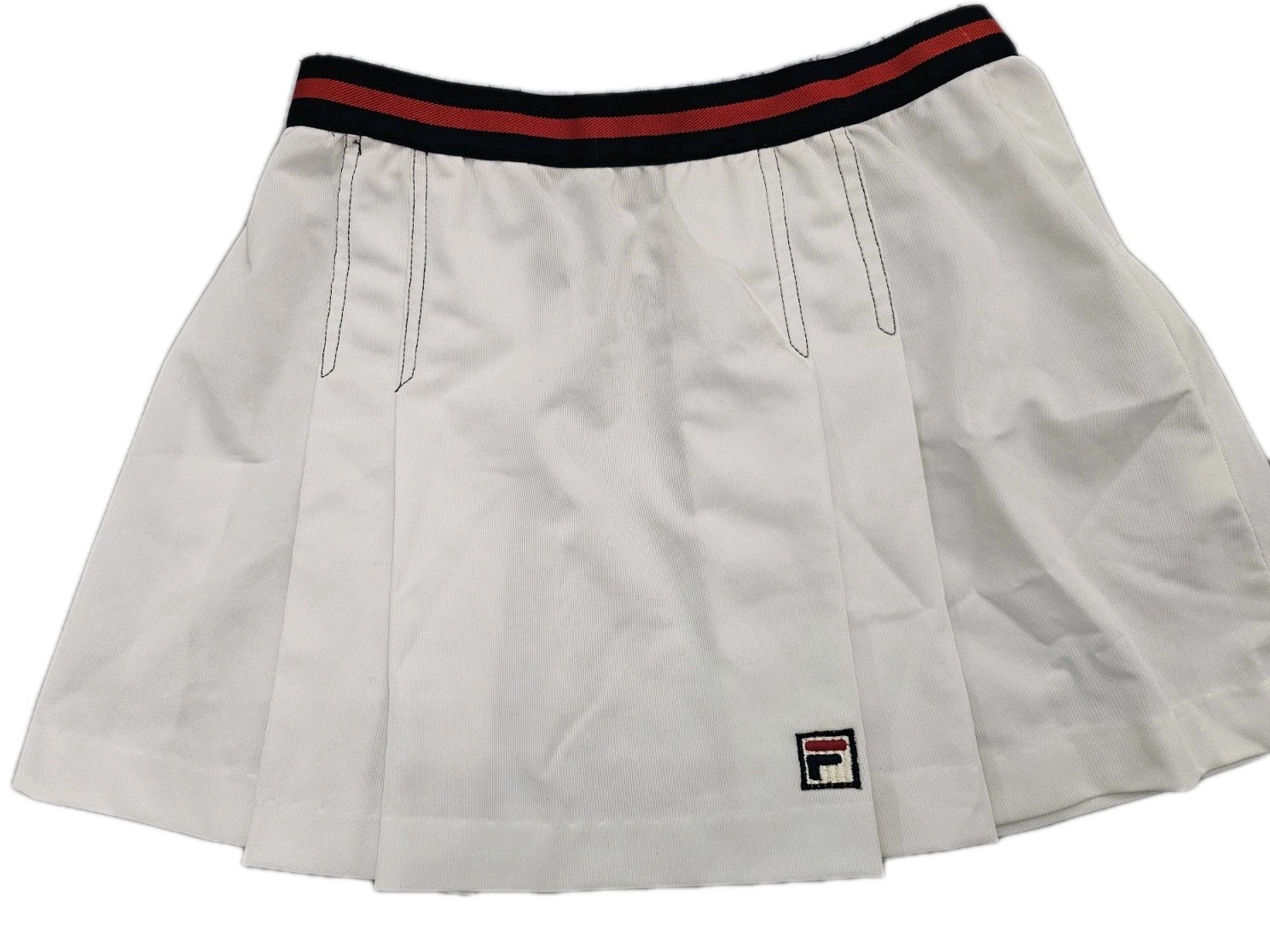 Fila TENNIS Skirt woman’s vintage 80’s WHITE LINE 36 RARE Paper TAG Blue Red