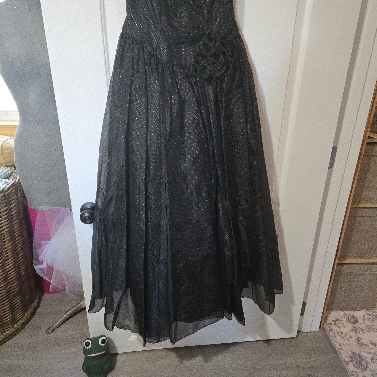 Vintage Mike Benet Formals Black Shimmer Polka Dotted Dress, SIZE 10