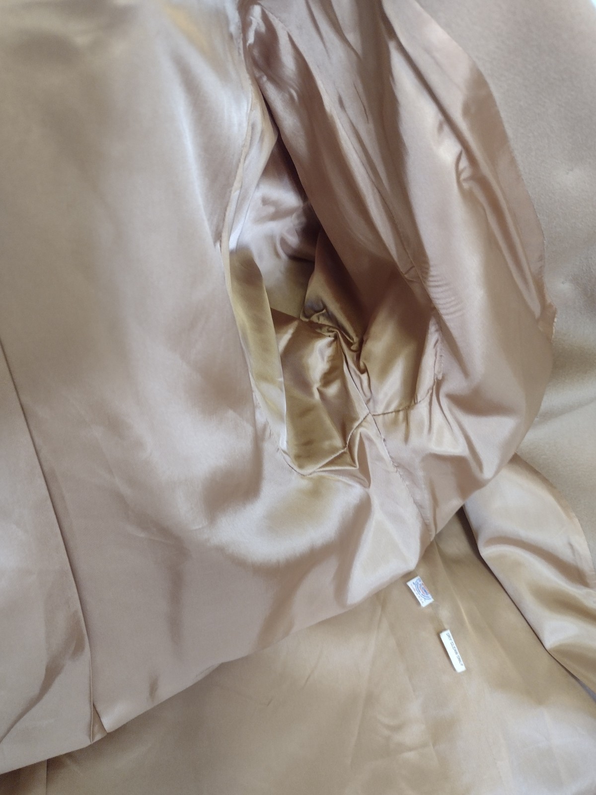 Vintage Stevens Forstmann Wool Long Coat Camel Belted USA ILGWU Quiet Luxury L