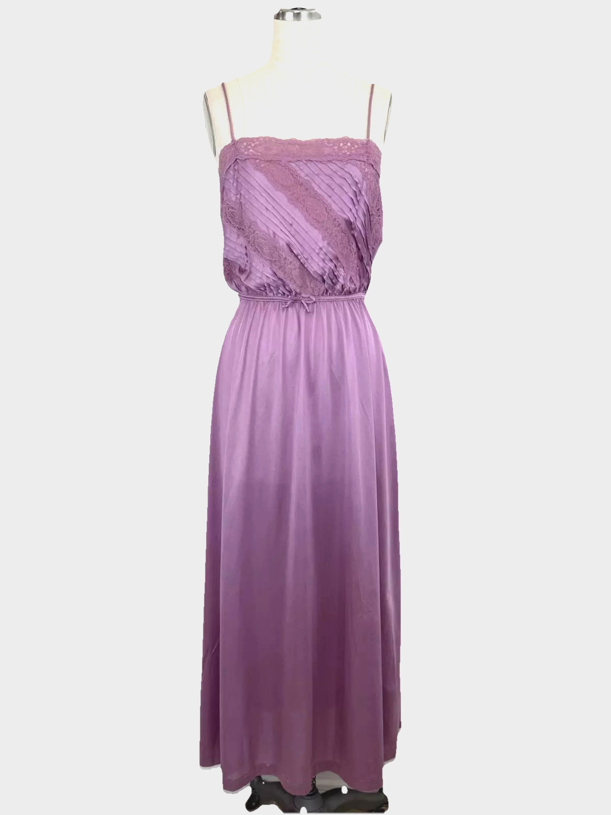 VTG 70’s Sears Nightgown Dress Purple Sz M Nylon Lace Size M 12-14