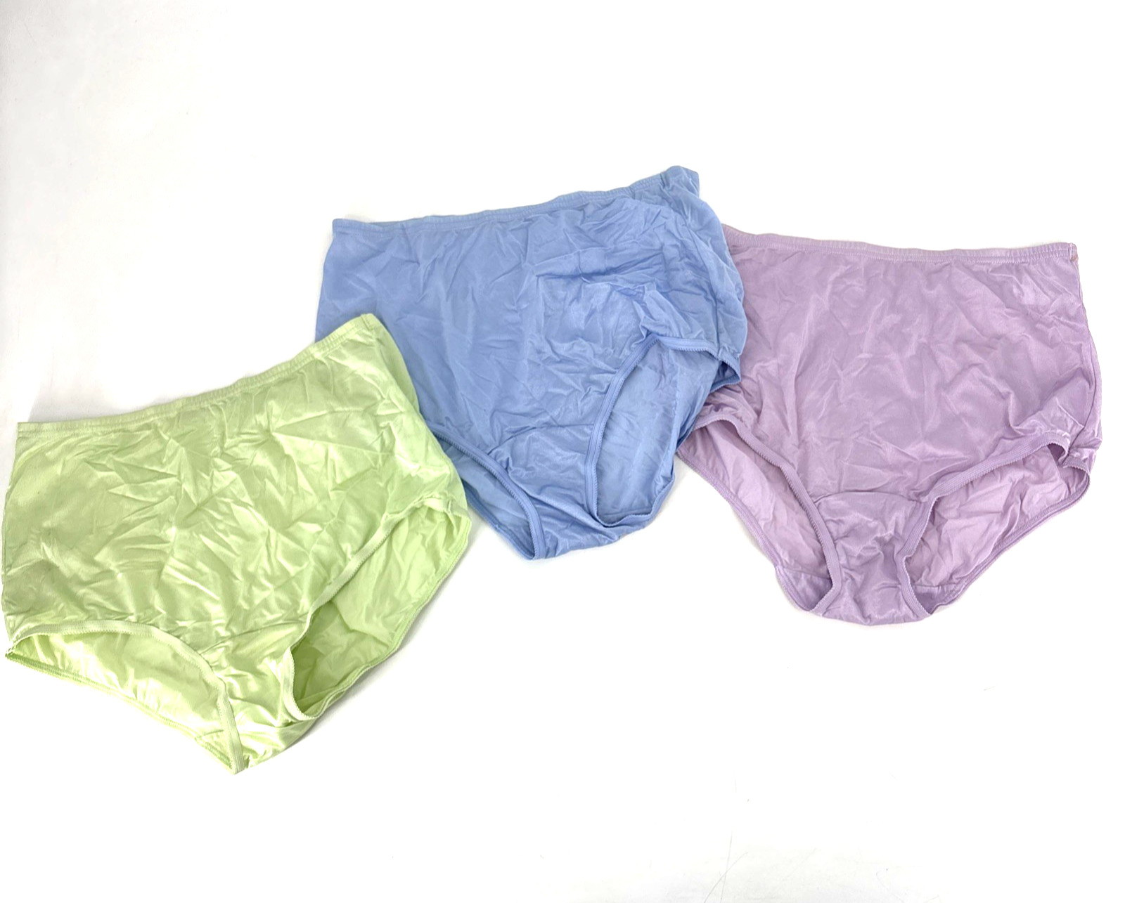 Vintage Vanity Fair Satin Brief Panties LOT Size 6 Purple Green Blue Shiny Gloss