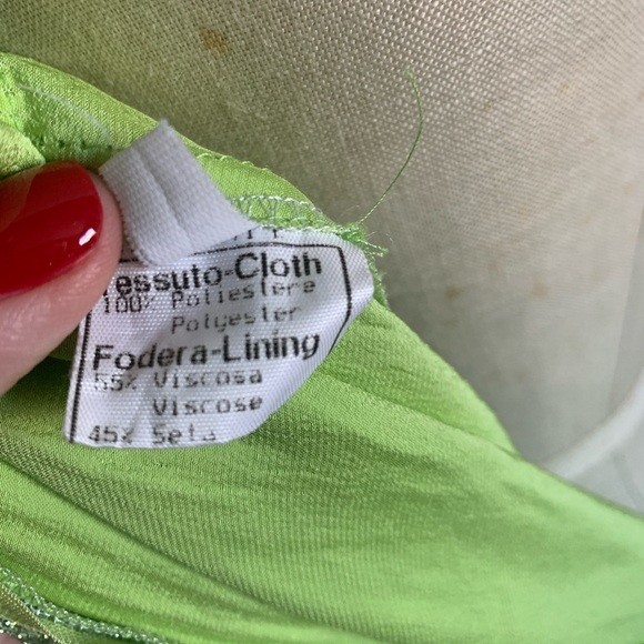 Vintage VERSACE Versus Couture Lime Green Iridescent Lace Shift Dress medium