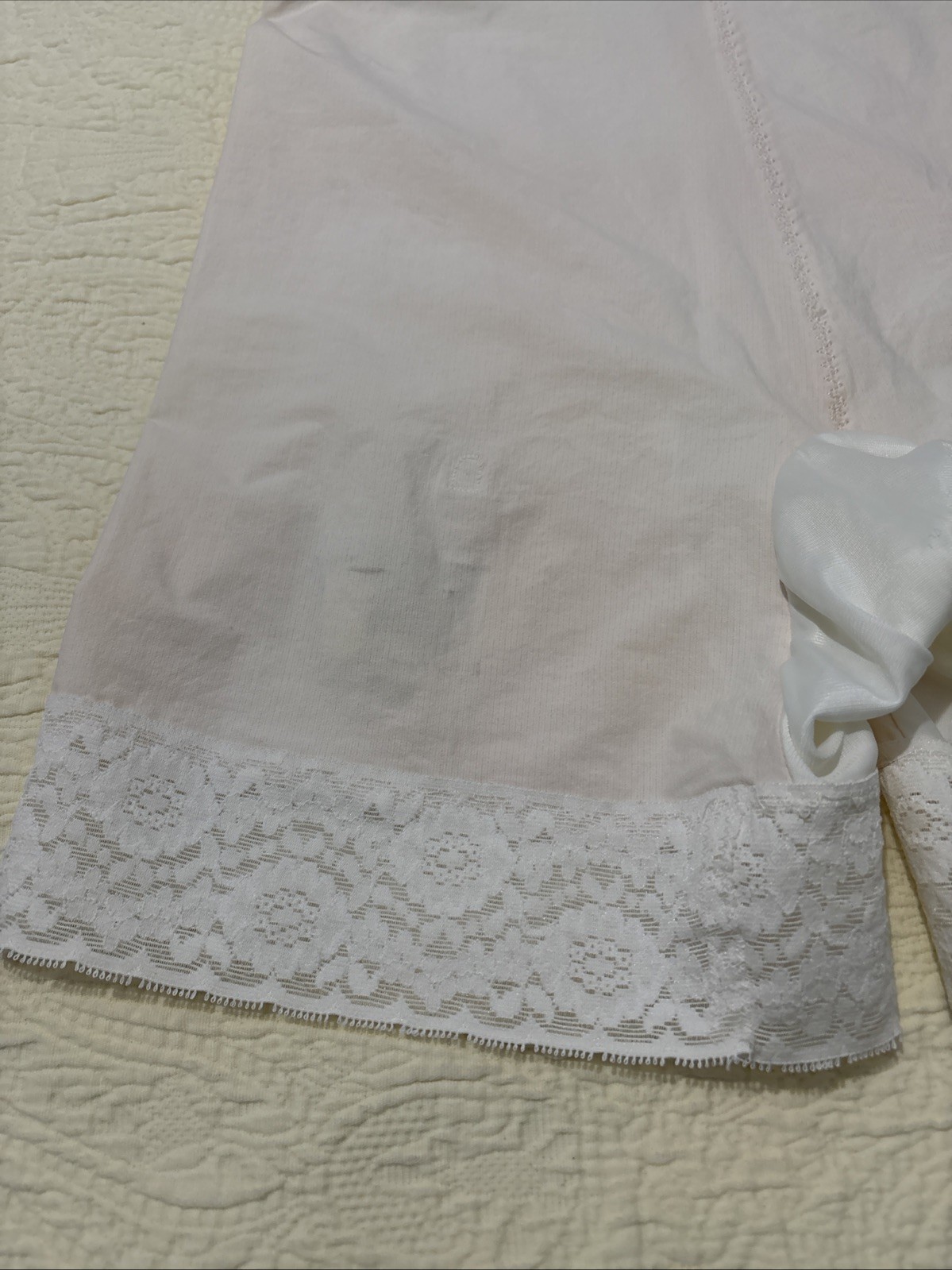Vintage Girdle Shorts Garter Tabs Pale Pink White Lace ￼Sz S/M