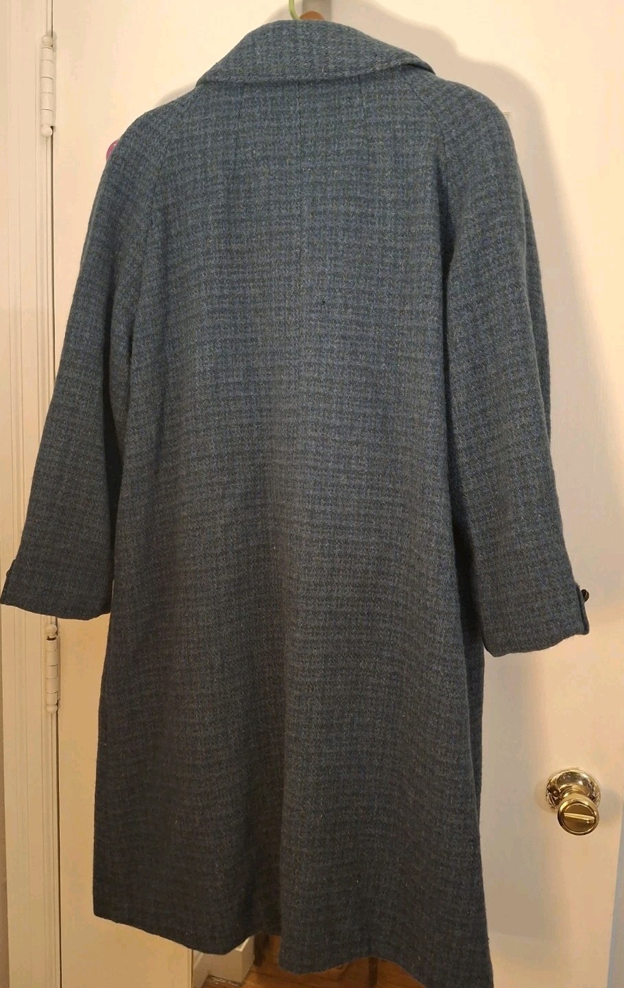 vintage harris tweed wool coat Jordan Marsh Company Blue Green