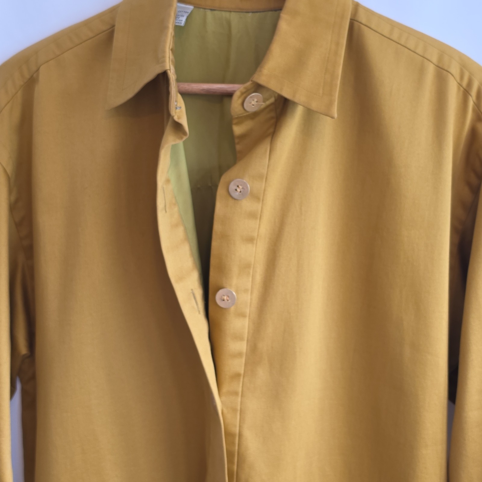 Vintage Bill Blass Mustard Yellow Popover Shirt Dress Oversized Utility Lined 10