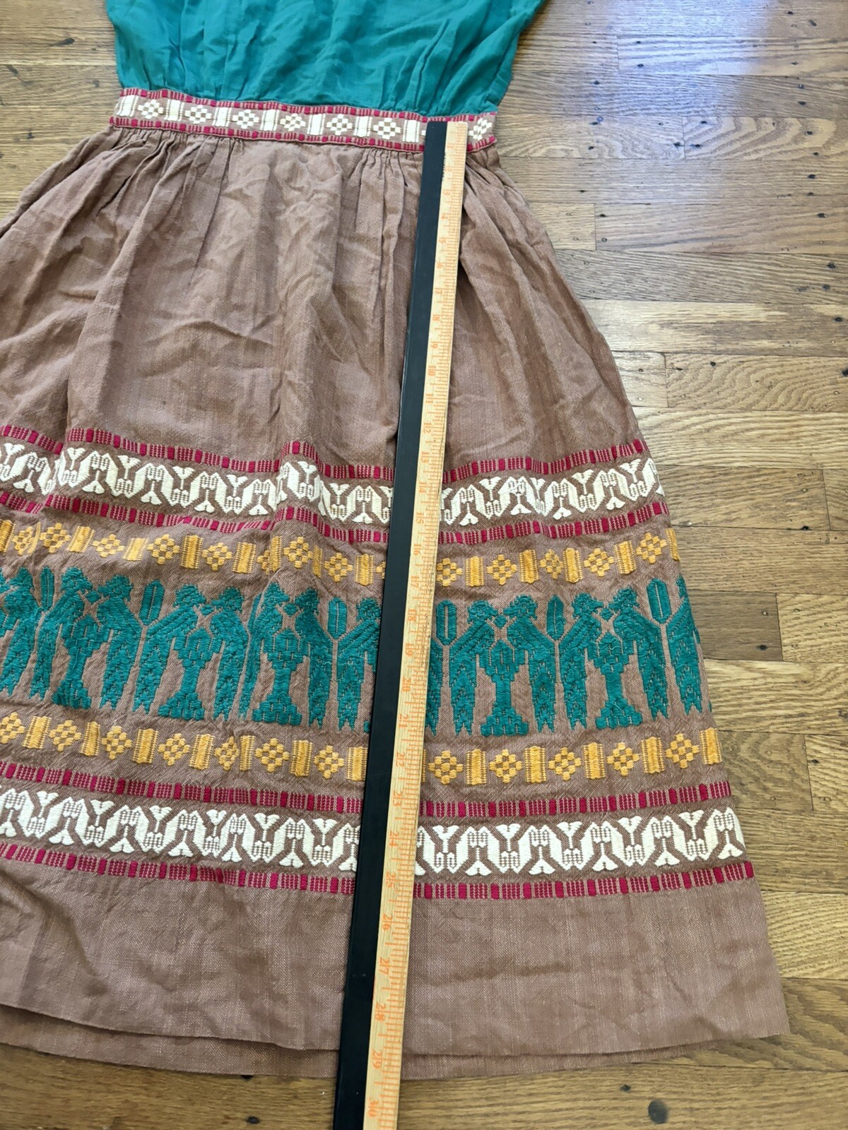 1950s Beautiful Rare Mexican Prarie Style Dress.talon Side Zip.26” Waist/17”pit