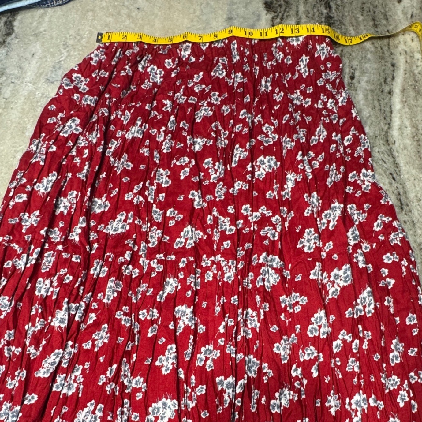 Cactus Flower Skirt Womens OS Red Floral Rayon Broomstick Boho Midi Made in USA