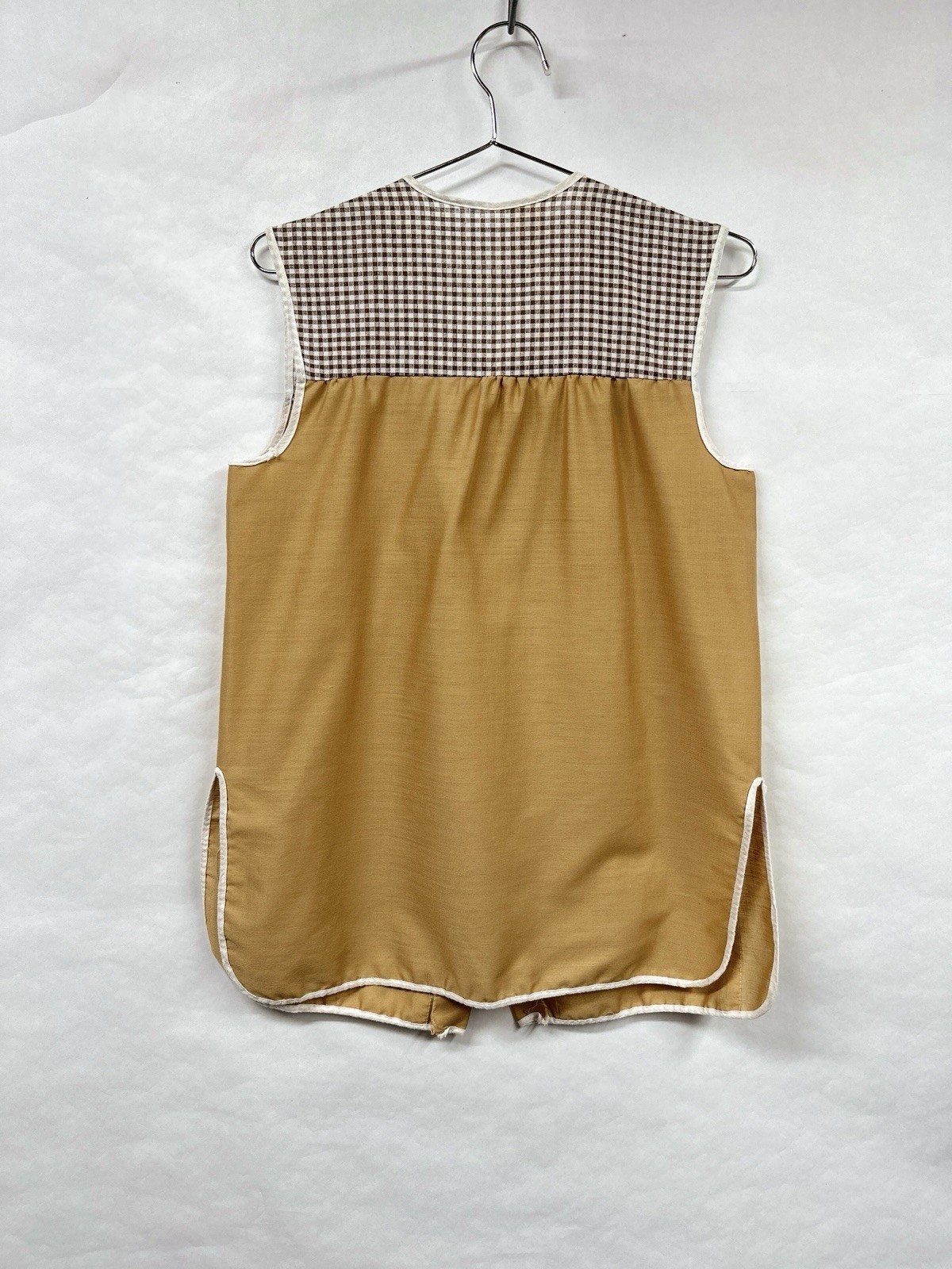 Vintage 70s Tunic Smock Gingham Wagon Artistic Creation Snap Front Small
