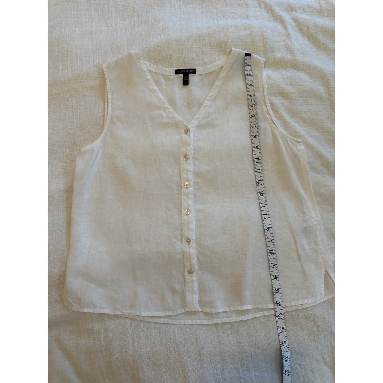 Eileen Fisher Organic Linen Knit Vest White Size Small