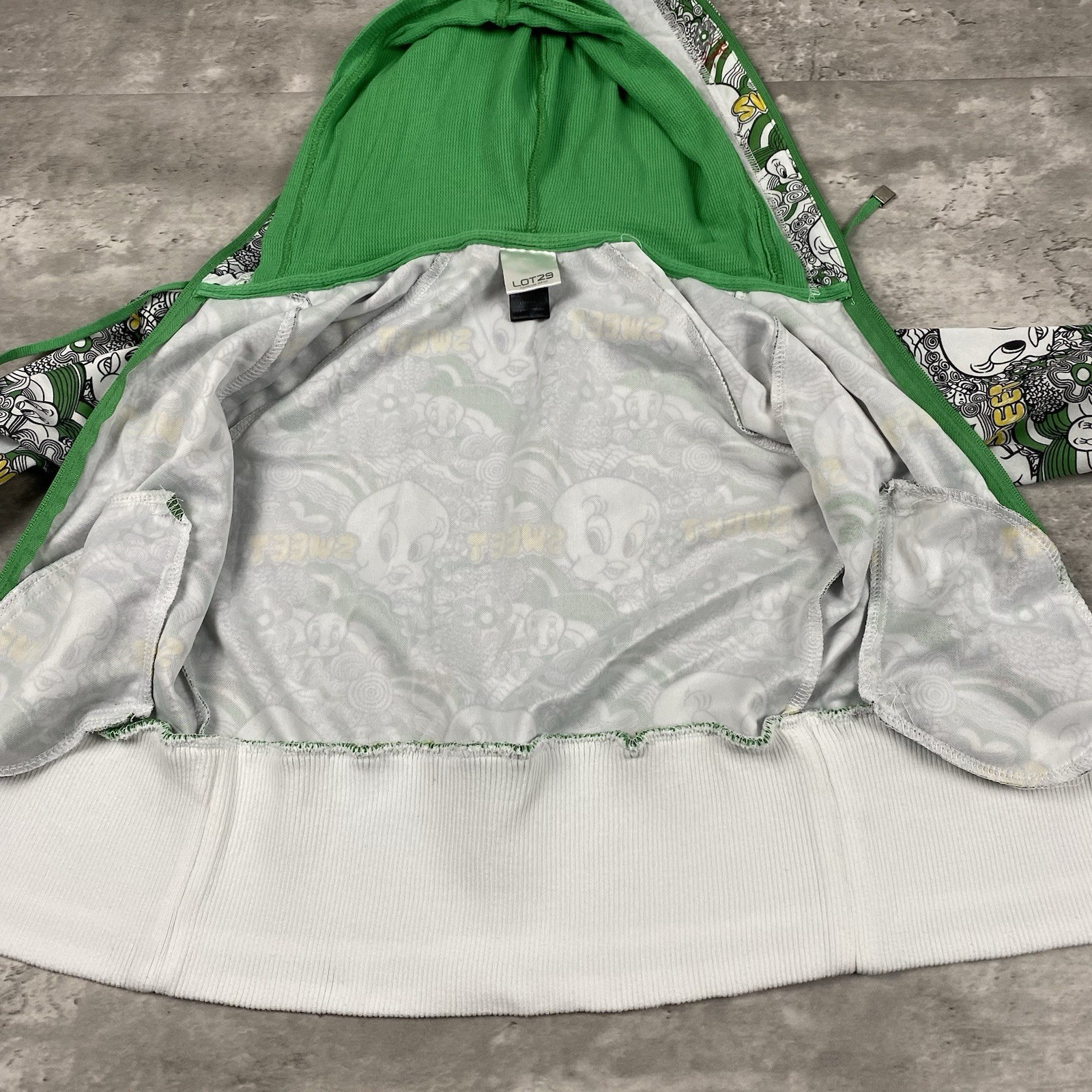 vintage LOT 29 TWEETY BIRD crop zip up hoodie Womens S y2k 2000s Looney Tunes
