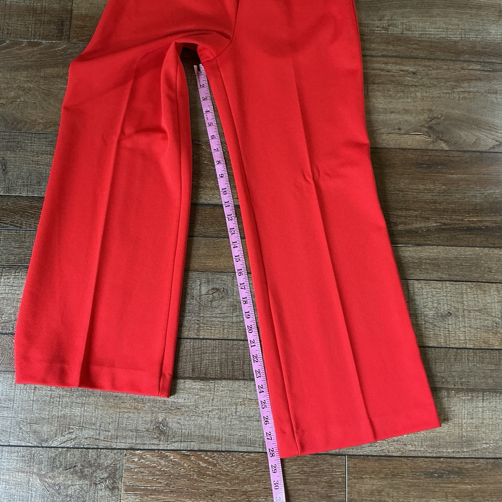 70s VINTAGE Personals Leslie Fay Red Knit Pants Sz 12 Elastic Waist Womens #3402