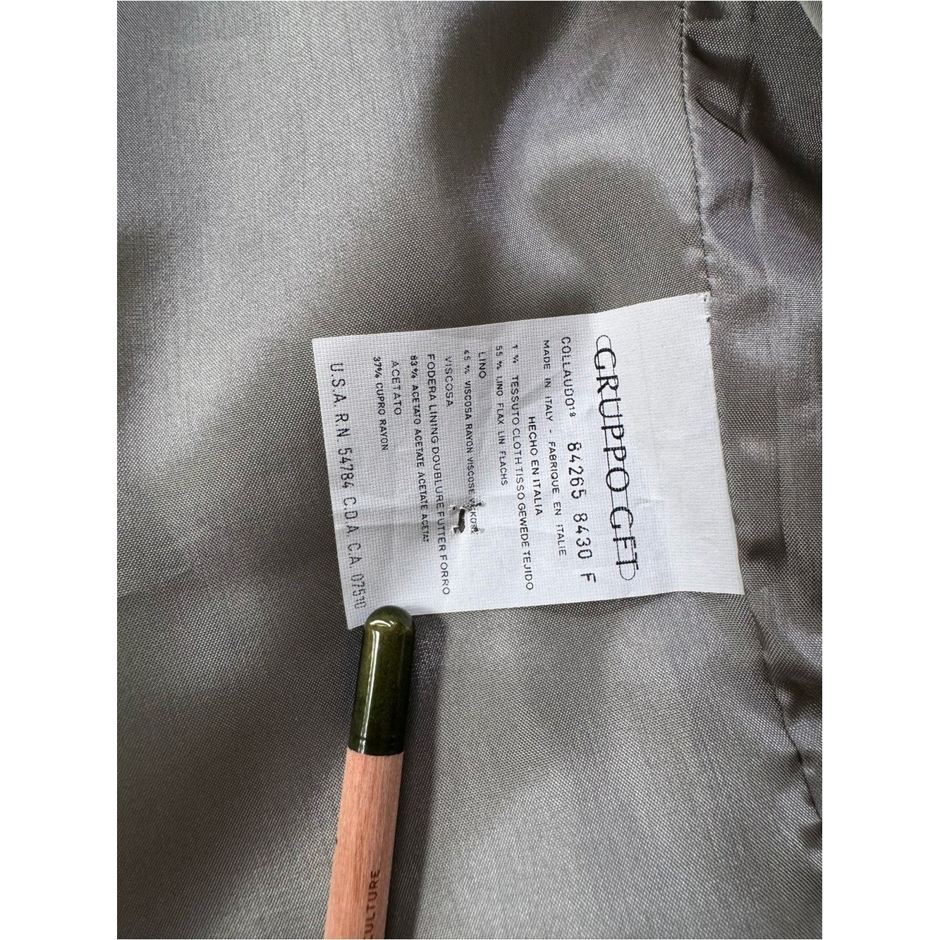 Vintage Giorgio Armani Le Collezioni Sage Green Linen Blend Long Blazer size M