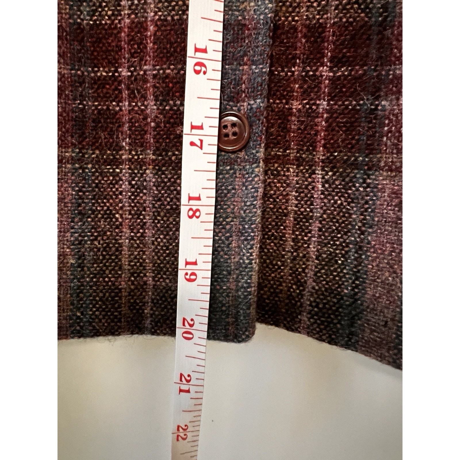 70s Purple Plaid Tweed Wool Blazer Suit Jacket Midi Skirt Size 6 Dark Academia