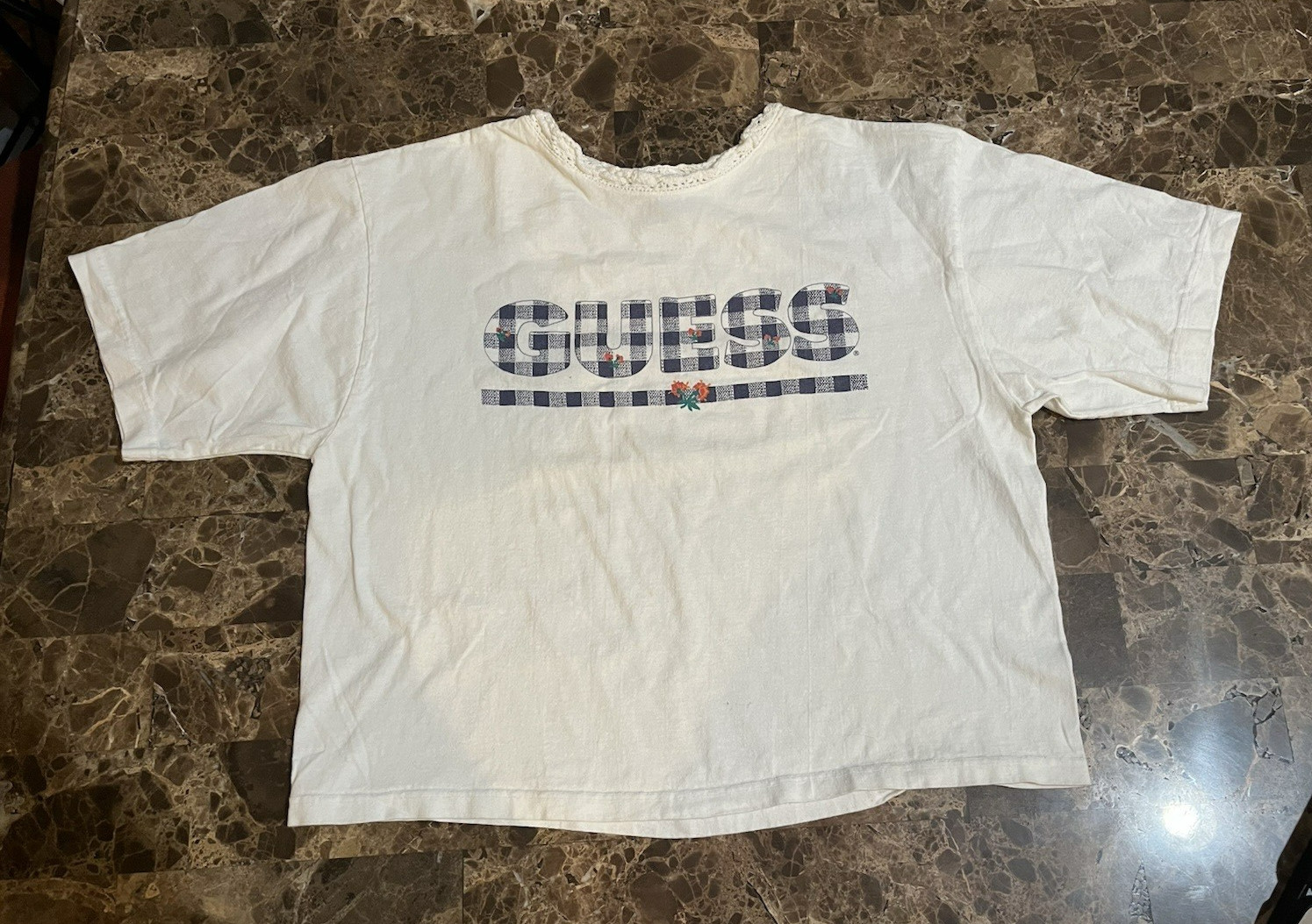 Vintage 1990 Guess by Georges Marciano T Shirt Cropped Size Small