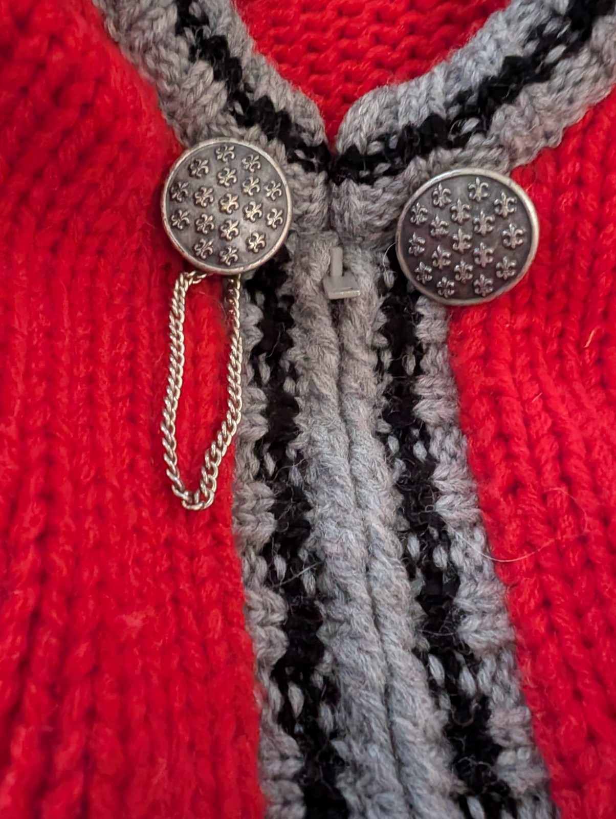 Vintage Garland cardigan sweater zip rugglespun red black gray womens S? M?