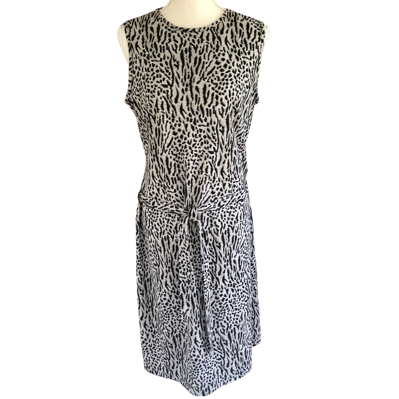 Vintage Dani Max 90s Animal Print Sleeveless Dress Size 14M Made in Korea