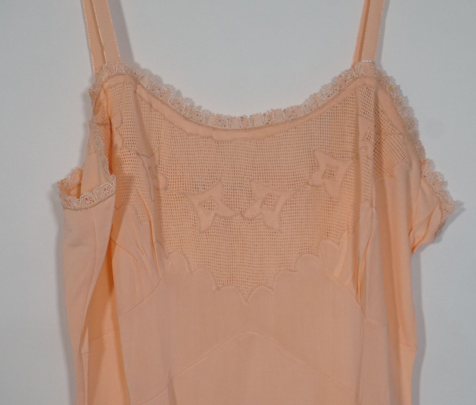 Vintage Original Schiesser Laundry Slip Dress Nightgown Salmon Size 44