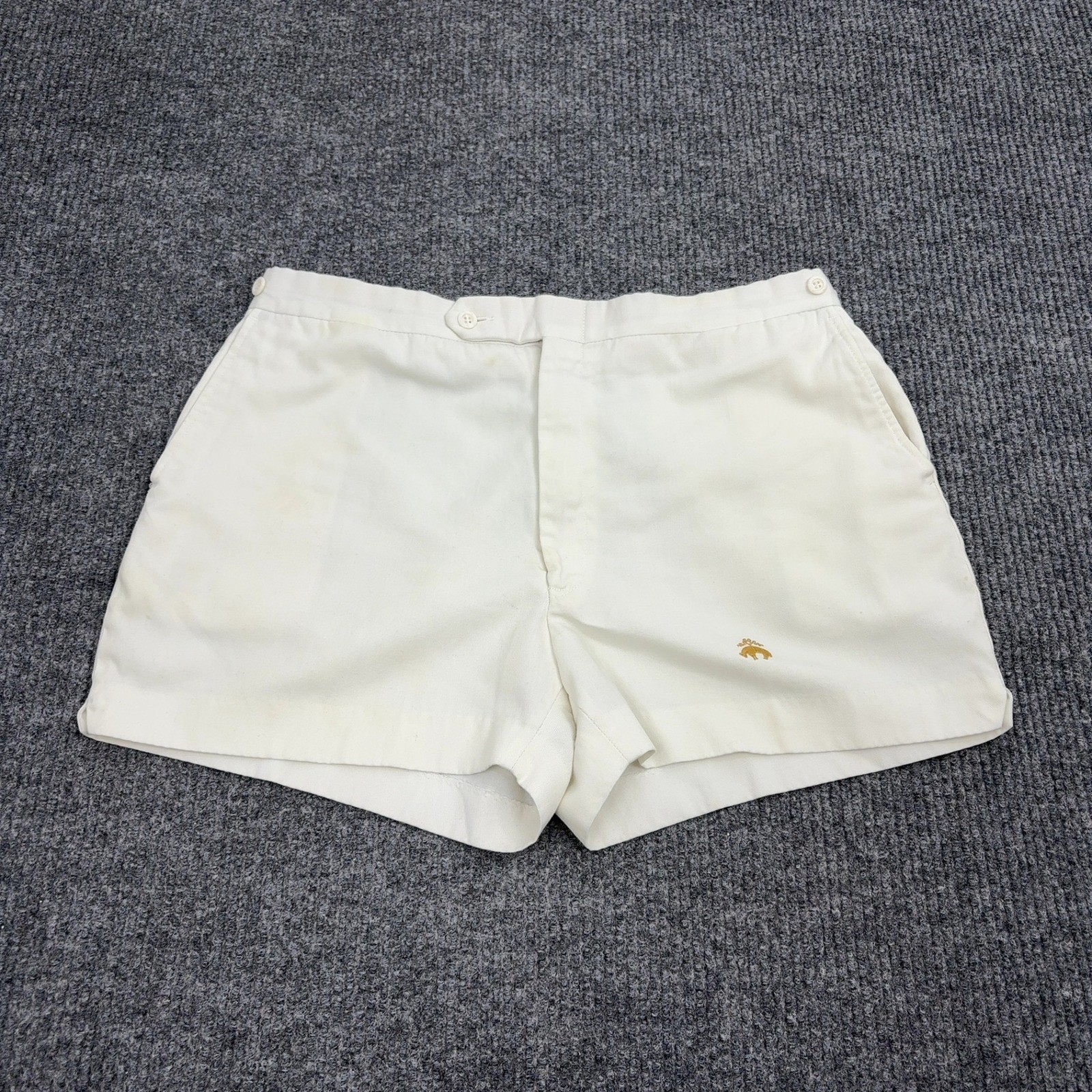 Vintage Brooks Brothers Shorts Womens XL White Cotton Golden Fleece Logo Preppy