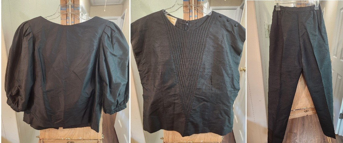 VINTAGE MISS MING SINGAPORE SILK OUTFIT (2 blouses & 2 slacks)