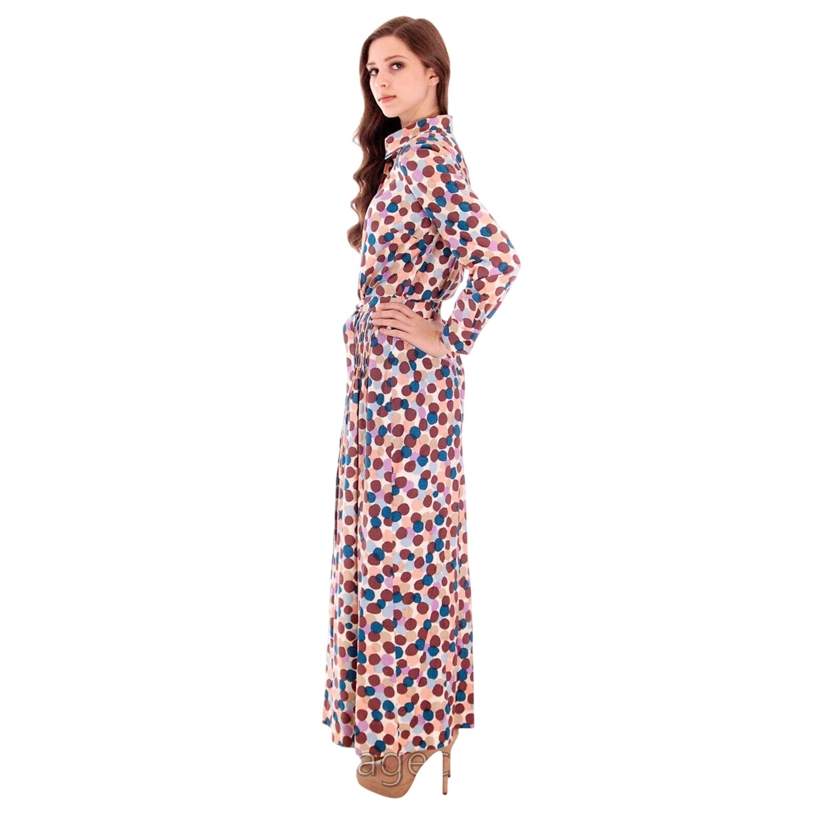 VTG 1974 Marimekko Bubble Print Maxi Dress Finnish Designer Cotton Archive